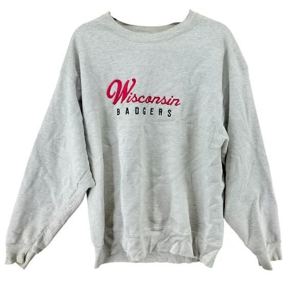 Vintage embroidered Wisconsin Badgers from fruit of the loom Sweatshirt sz Large - Picture 1 of 12